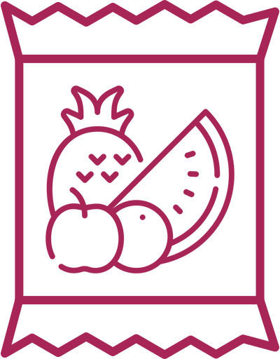 Abstract geometric design with red, blue, and white shapes.