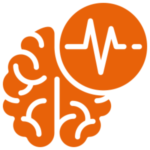 Orange background with faint, overlapping circular shapes.