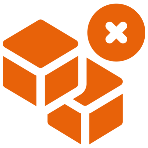 Orange background with three white outlined cubes arranged.